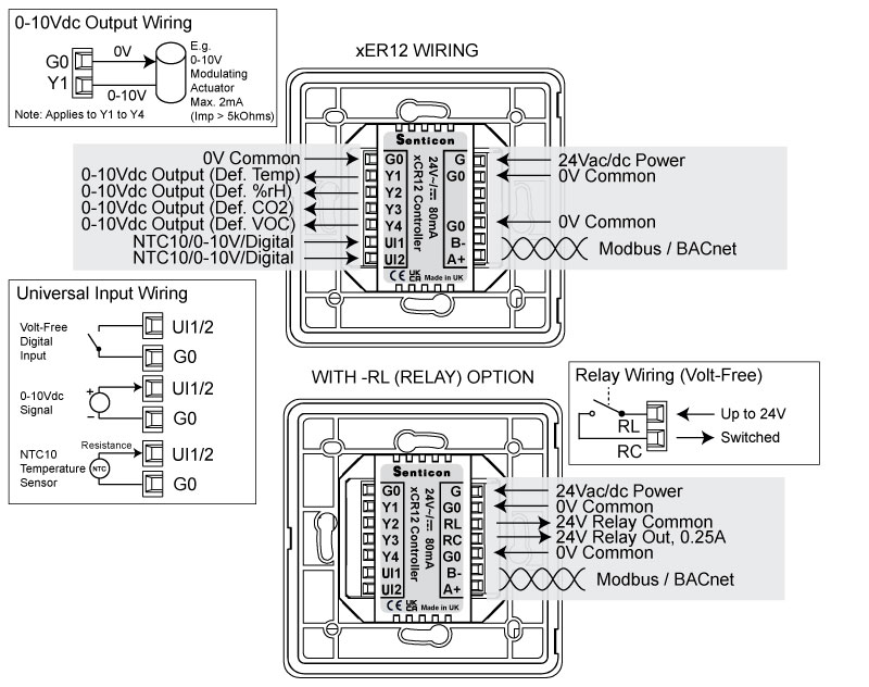 xER Smart Modbus Bacnet Sensor Wiring Diagram
